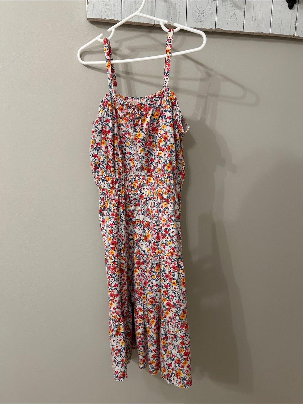 Old Navy Floral Sundress in White, Red, Yellow, Blue